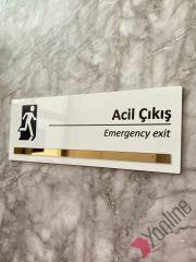 Bronz Aynalı Beyaz Görevli Harici Girilmez Uyarı Levhası