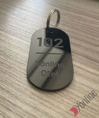 Minimal Parlak Siyah Otel Oda Anahtarlığı