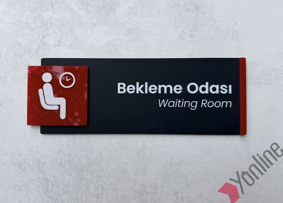 Kırmızı Detaylı İkonlu Kapı İsimliği
